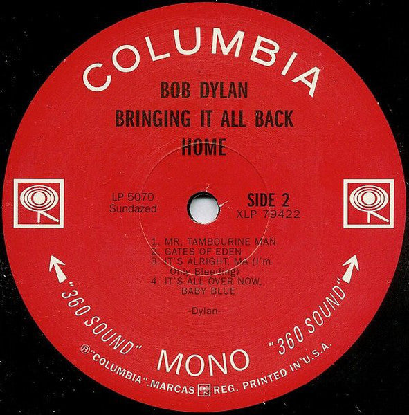 Bob Dylan : Bringing It All Back Home (LP, Album, Mono, RE, RM, 180)