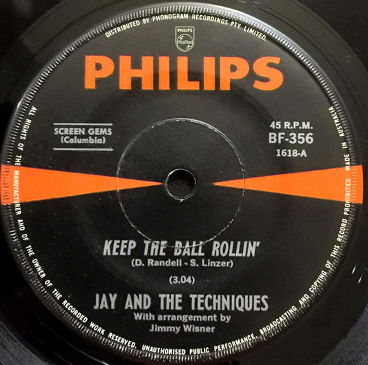 Jay And The Techniques* : Keep The Ball Rollin' (7", Single)