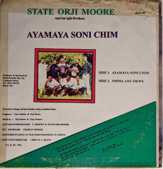 State Orji Moore And His Igili Brothers : Ayamaya Soni Chim (LP, Album)