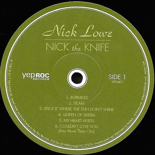 Nick Lowe : Nick The Knife (LP, Album, RE, RM + 7", Single)
