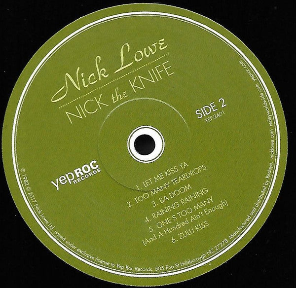 Nick Lowe : Nick The Knife (LP, Album, RE, RM + 7", Single)