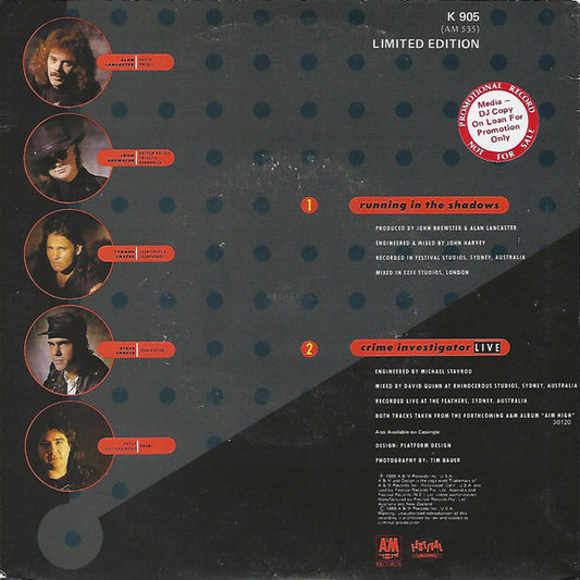 The Bombers (8) : Running In The Shadows (7", Single, Ltd, Promo)