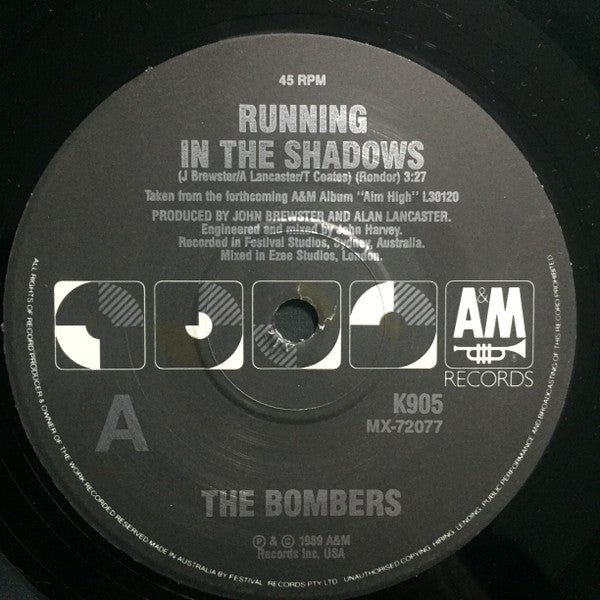 The Bombers (8) : Running In The Shadows (7", Single, Ltd, Promo)