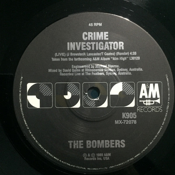 The Bombers (8) : Running In The Shadows (7", Single, Ltd, Promo)
