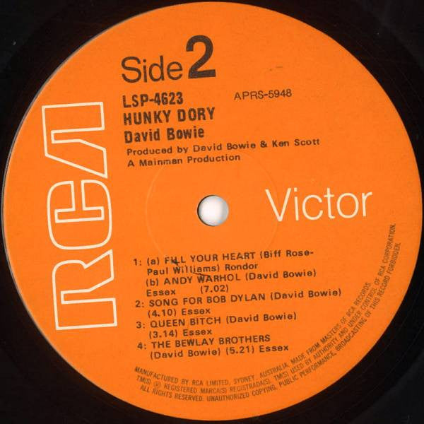 David Bowie : Hunky Dory (LP, Album, RP)