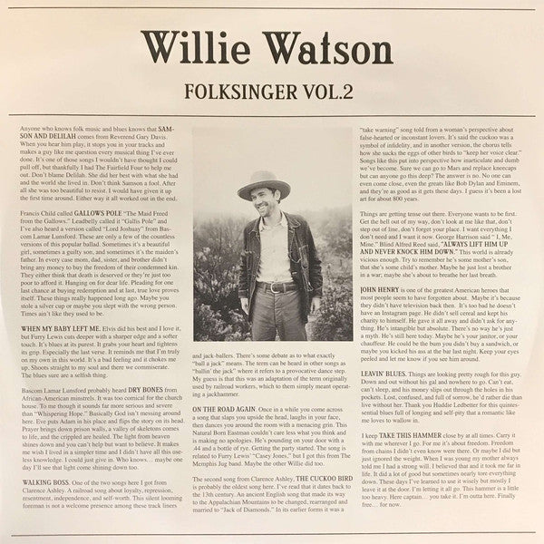 Willie Watson : Folksinger Vol. 2 (LP, Album)