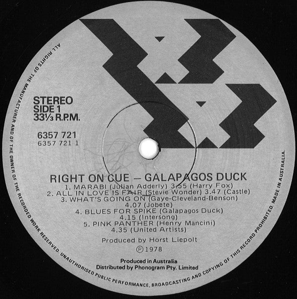Galapagos Duck : Right On Cue (LP)