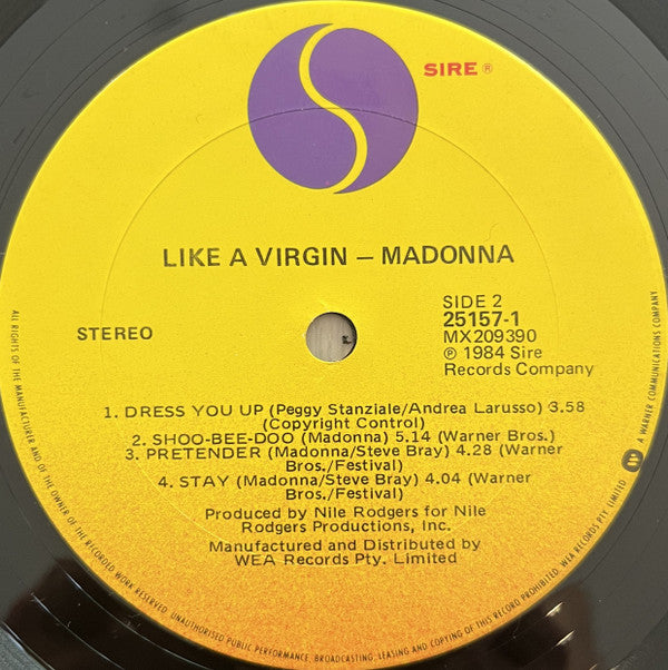 Madonna : Like A Virgin (LP, Album)