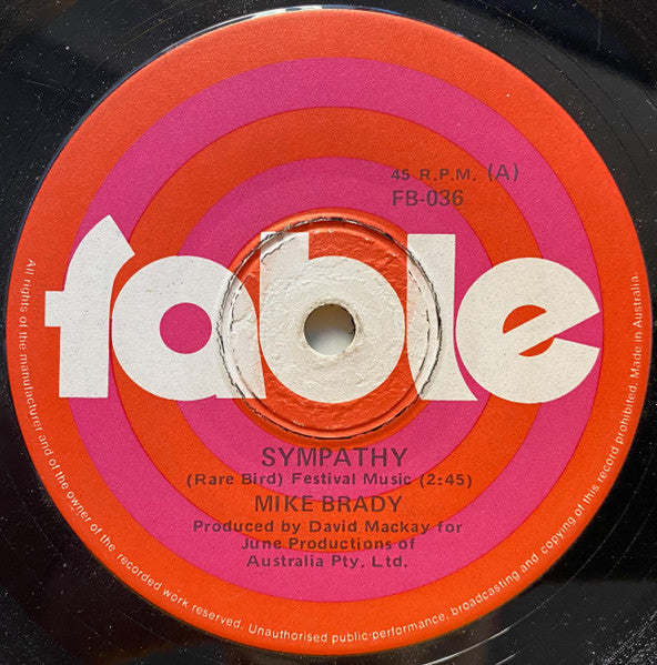 Mike Brady (3) : Sympathy (7", Single)