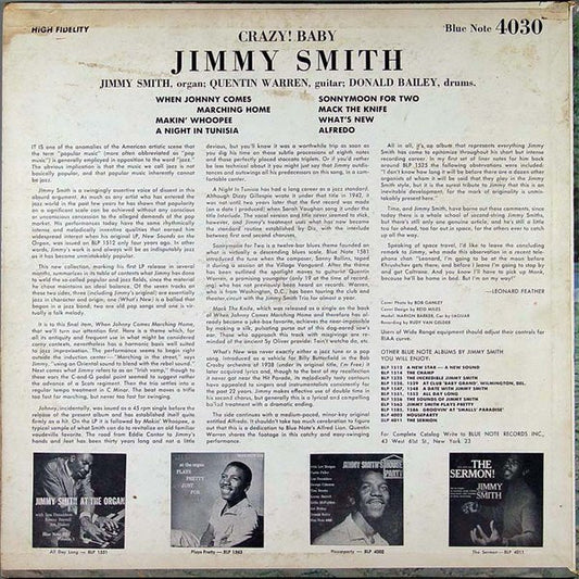 Jimmy Smith : Crazy! Baby (LP, Album, Mono)