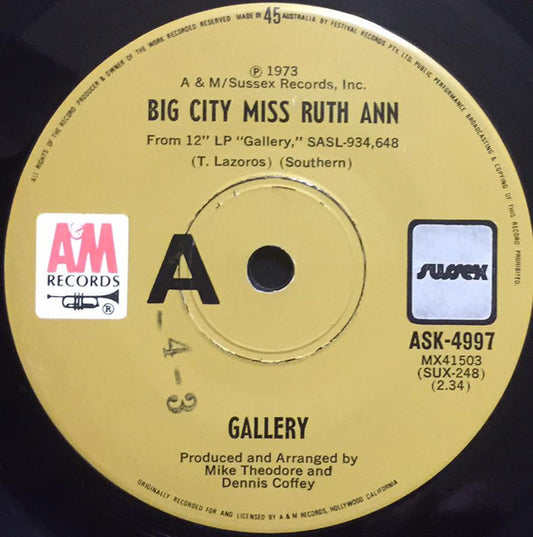 Gallery (2) : Big City Miss Ruth Ann (7", Single)