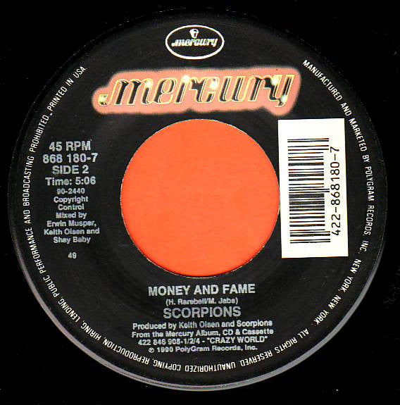 Scorpions : Wind Of Change / Money And Fame (7", Single, Spe)