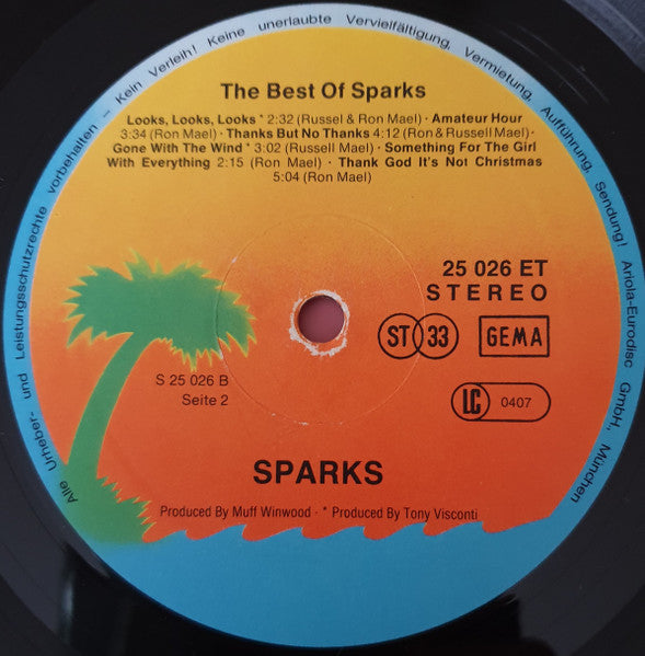 Sparks : The Best Of Sparks (LP, Comp)