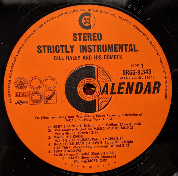 Bill Haley And His Comets : Strictly Instrumental (LP, Album, RE)