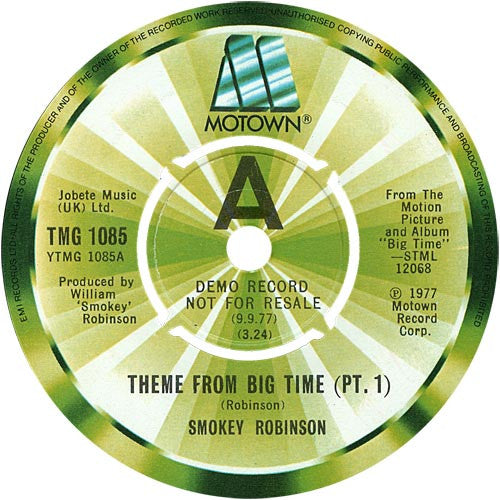 Smokey Robinson : Theme From Big Time (Pt. 1) (7", Single, Promo)
