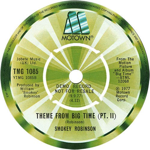 Smokey Robinson : Theme From Big Time (Pt. 1) (7", Single, Promo)