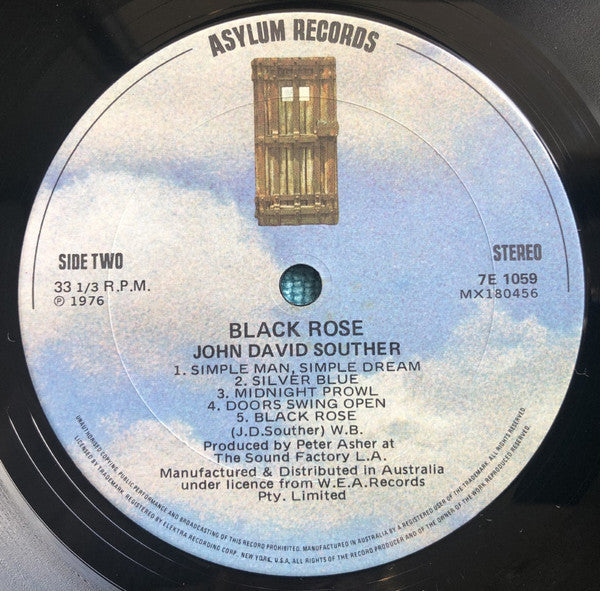 John David Souther : Black Rose (LP, Album)