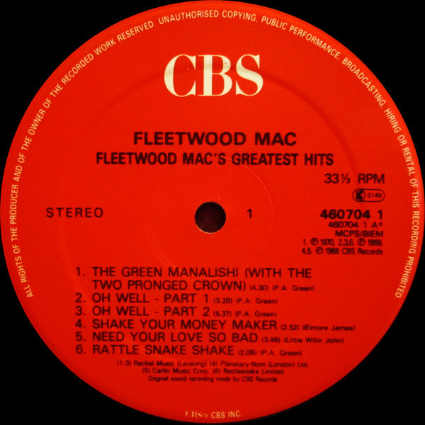 Fleetwood Mac : Fleetwood Mac's Greatest Hits (LP, Comp, RE, Red)