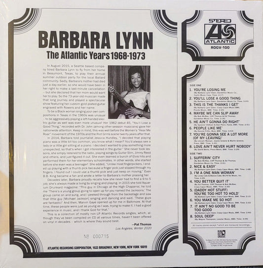 Barbara Lynn : The Atlantic Years 1968-1973 (LP, Comp, Mono, Num)