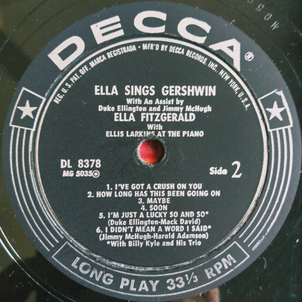 Ella Fitzgerald : Ella Sings Gershwin (LP, Album, Mono, Glo)