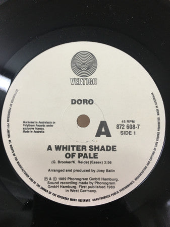 Doro : A Whiter Shade Of Pale (7", Single)
