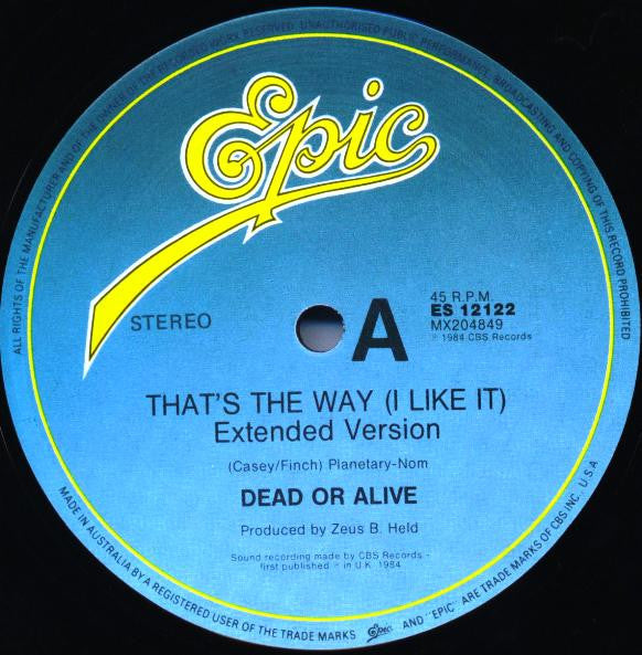 Dead Or Alive : That's The Way (I Like It) (Extended Version) (12", Single)