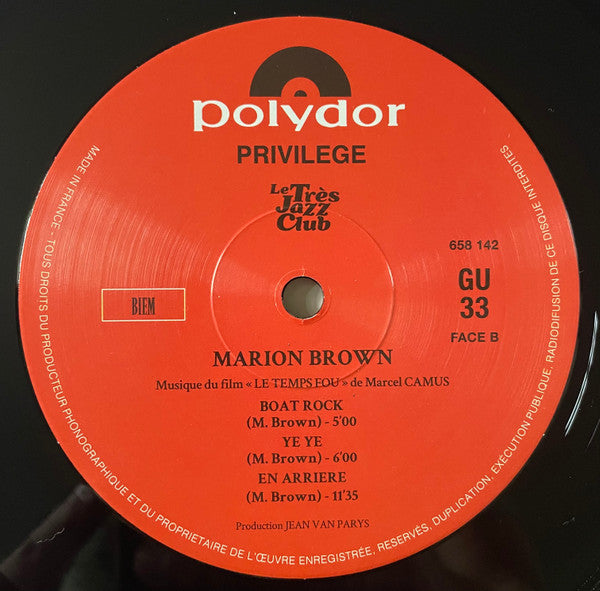 Marion Brown : Le Temps Fou (LP, Album, RE)