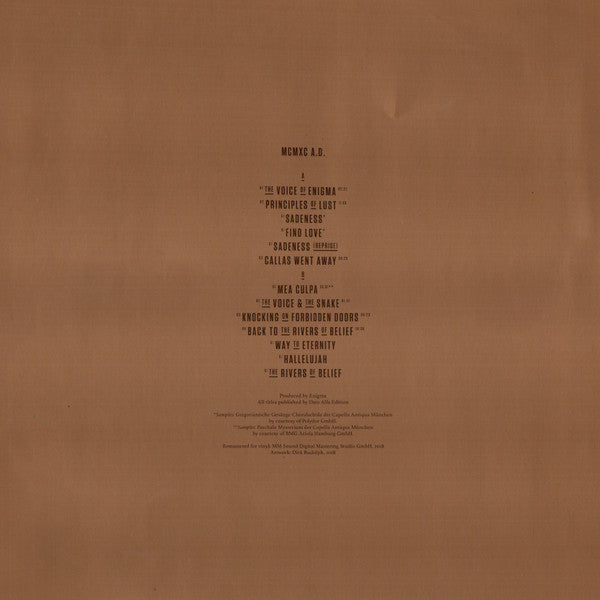 Enigma : MCMXC A.D. (LP, Album, RE, RM, RP)