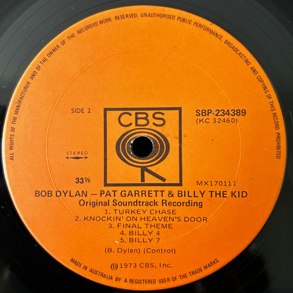 Bob Dylan : Pat Garrett & Billy The Kid (Original Soundtrack Recording) (LP, Album)