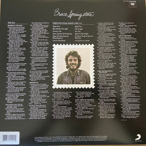 Bruce Springsteen : Greetings From Asbury Park, N.J. (LP, Album, RE, 180)
