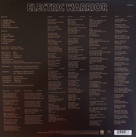 T. Rex : Electric Warrior (LP, Album, RE, 180)