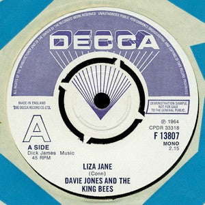 Davie Jones And The King Bees* : Liza Jane (7", Single, Mono, Promo, RE)