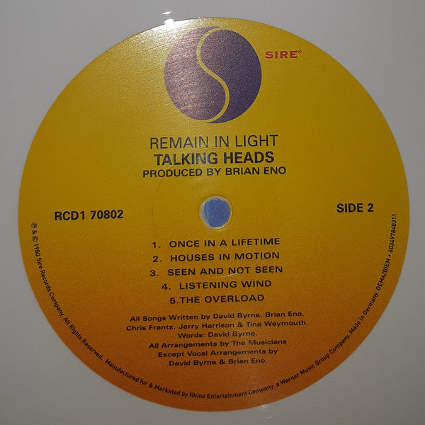 Talking Heads : Remain In Light (LP, Album, RE, Whi)
