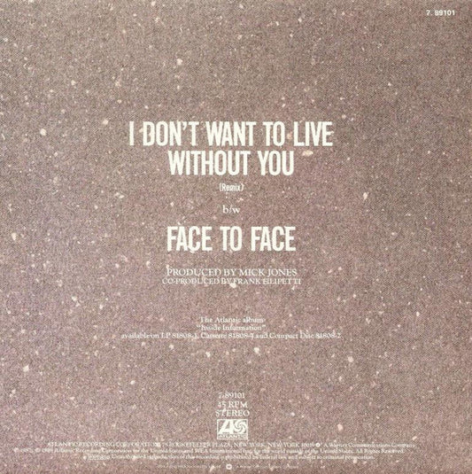 Foreigner : I Don't Want To Live Without You (7", Single)