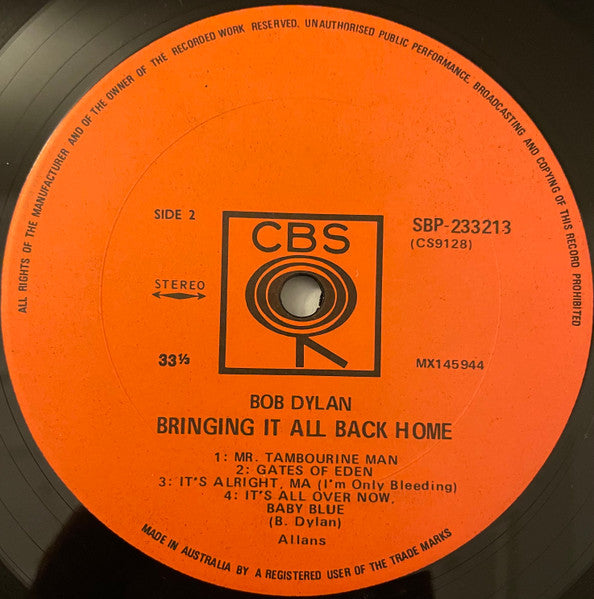 Bob Dylan : Bringing It All Back Home (LP, Album, RE)