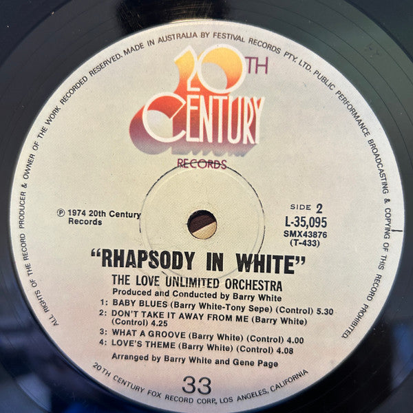 Love Unlimited Orchestra : Rhapsody In White (LP, Album)