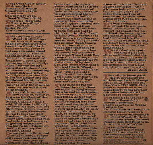 Woody Guthrie : Original Recordings Made By Woody Guthrie 1940-1946 (LP, Mono)