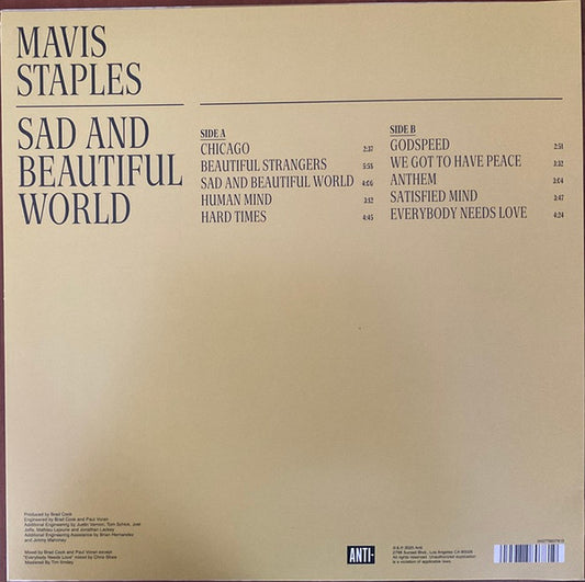 Mavis Staples : Sad And Beautiful World (LP, Album, Ltd, Opa)