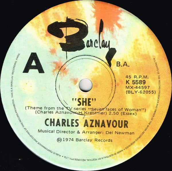Charles Aznavour : She (7", Single)