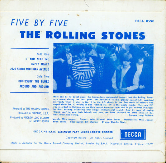 The Rolling Stones : Five By Five (7", EP, Mono)