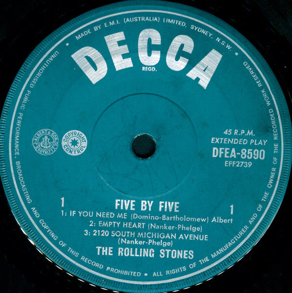 The Rolling Stones : Five By Five (7", EP, Mono)