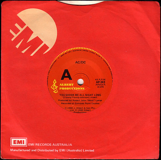AC/DC : You Shook Me All Night Long (7", Single)