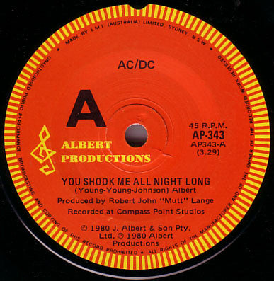 AC/DC : You Shook Me All Night Long (7", Single)