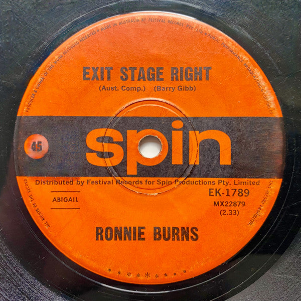 Ronnie Burns : Exit Stage Right (7", Single)