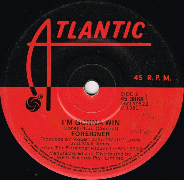 Foreigner : Waiting For A Girl Like You (7", Single)