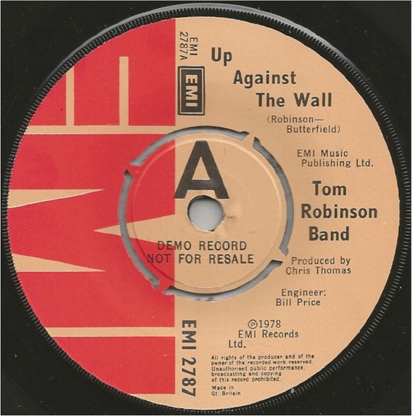 Tom Robinson Band : Up Against The Wall (7", Single, Promo)