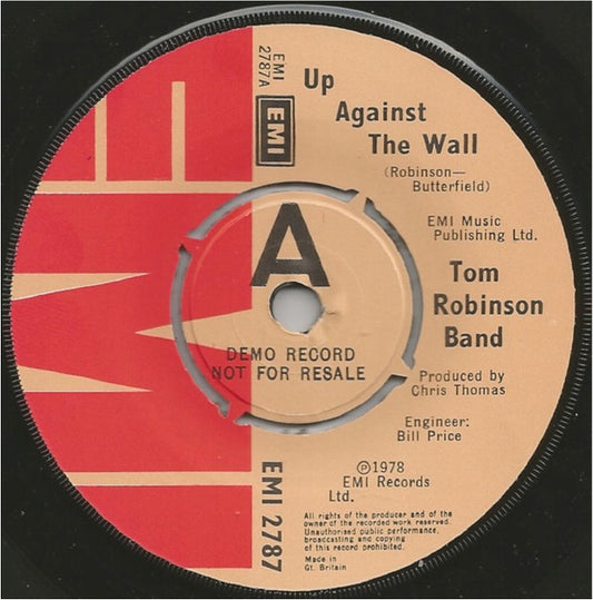 Tom Robinson Band : Up Against The Wall (7", Single, Promo)