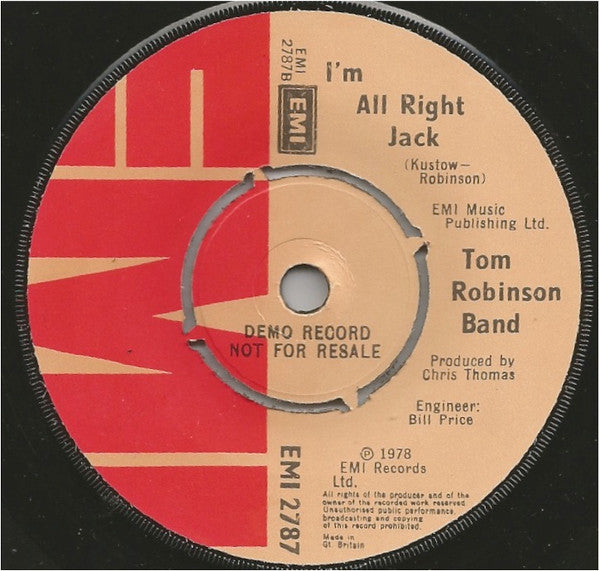 Tom Robinson Band : Up Against The Wall (7", Single, Promo)