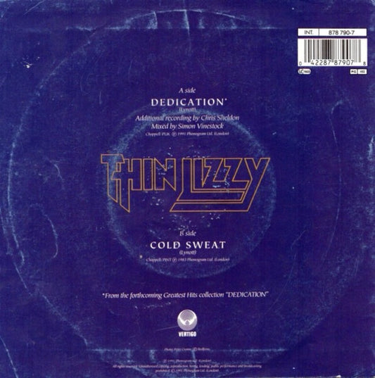 Thin Lizzy : Dedication (7", Single)