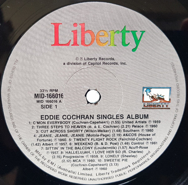 Eddie Cochran : The Eddie Cochran Singles Album (LP, Comp)